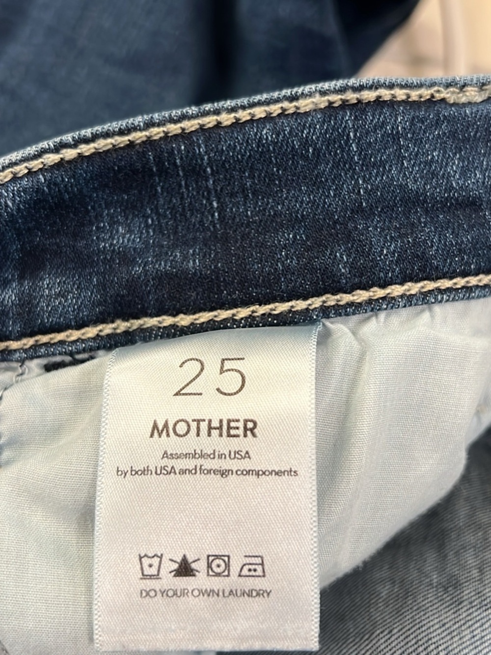 MOTHER Indigo Cropped Ankle Jeans with Tan Stitching